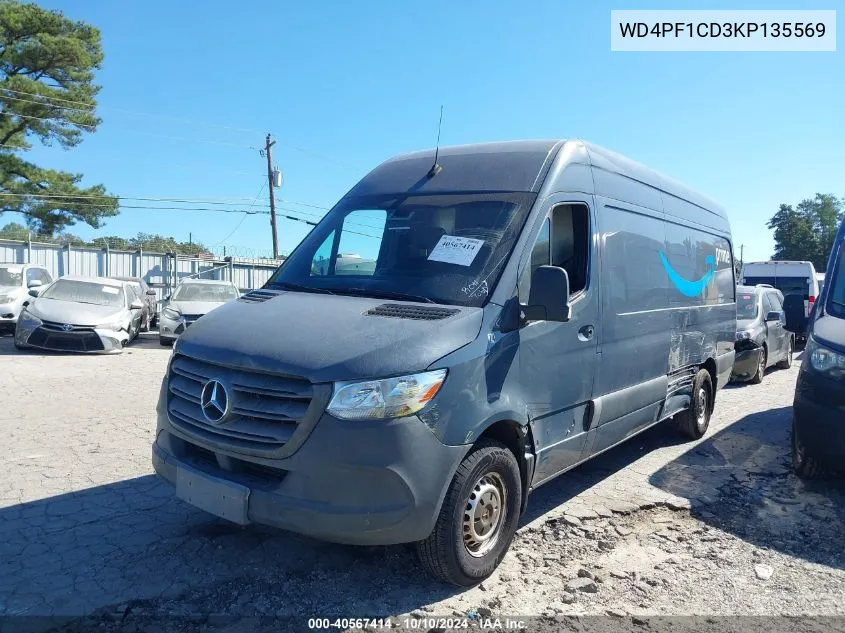 2019 Mercedes-Benz Sprinter 2500 High Roof V6 VIN: WD4PF1CD3KP135569 Lot: 40567414