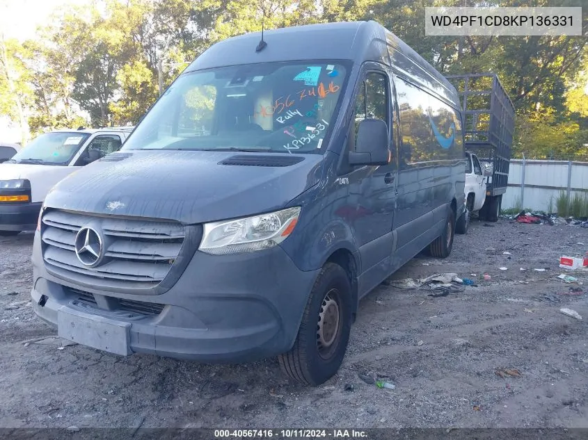 2019 Mercedes-Benz Sprinter 2500 High Roof V6 VIN: WD4PF1CD8KP136331 Lot: 40567416