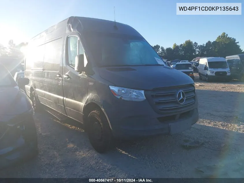 2019 Mercedes-Benz Sprinter 2500 High Roof V6 VIN: WD4PF1CD0KP135643 Lot: 40567417