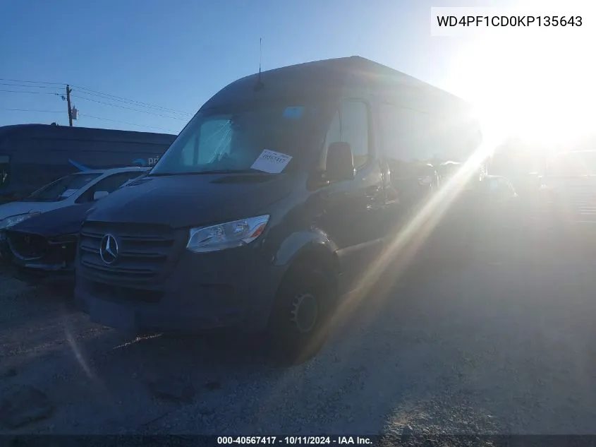 2019 Mercedes-Benz Sprinter 2500 High Roof V6 VIN: WD4PF1CD0KP135643 Lot: 40567417