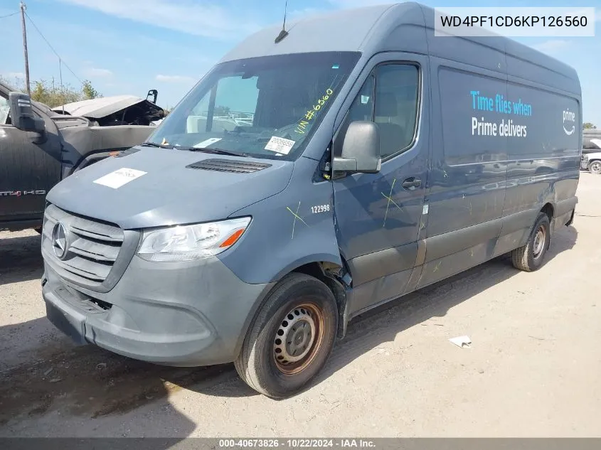 2019 Mercedes-Benz Sprinter 2500 High Roof V6 VIN: WD4PF1CD6KP126560 Lot: 40673826