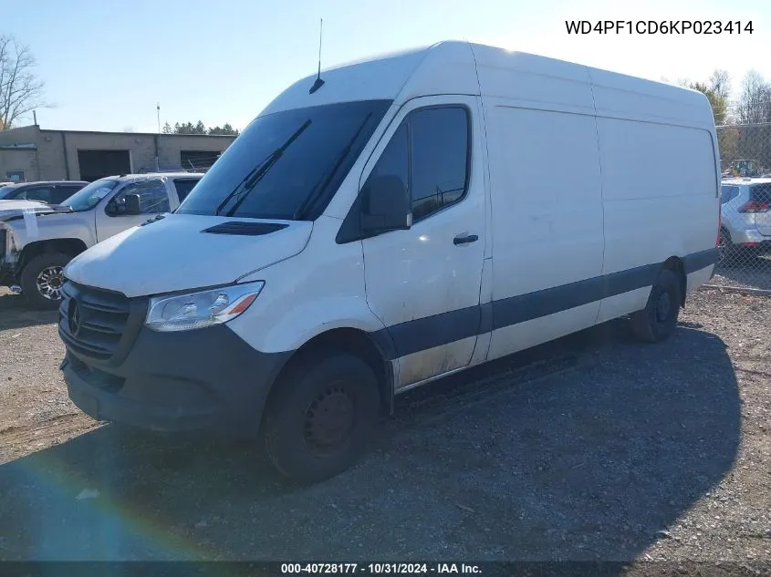 2019 Mercedes-Benz Sprinter 2500 High Roof V6 VIN: WD4PF1CD6KP023414 Lot: 40728177