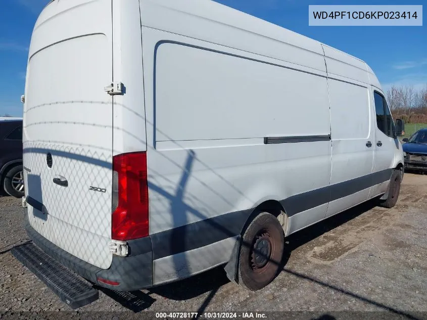 2019 Mercedes-Benz Sprinter 2500 High Roof V6 VIN: WD4PF1CD6KP023414 Lot: 40728177