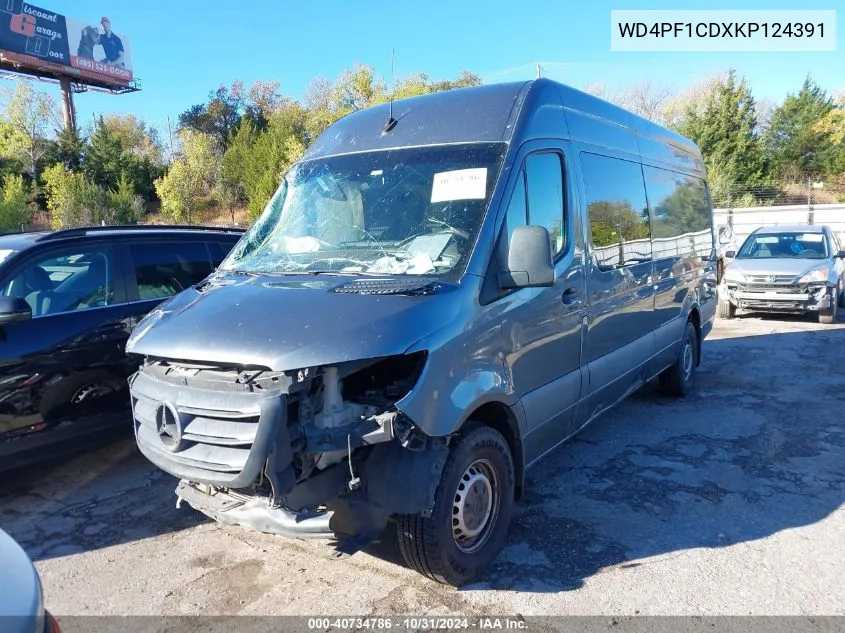 2019 Mercedes-Benz Sprinter 2500 High Roof V6 VIN: WD4PF1CDXKP124391 Lot: 40734786