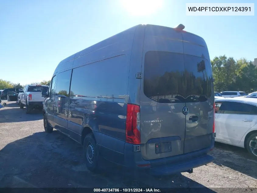 2019 Mercedes-Benz Sprinter 2500 High Roof V6 VIN: WD4PF1CDXKP124391 Lot: 40734786