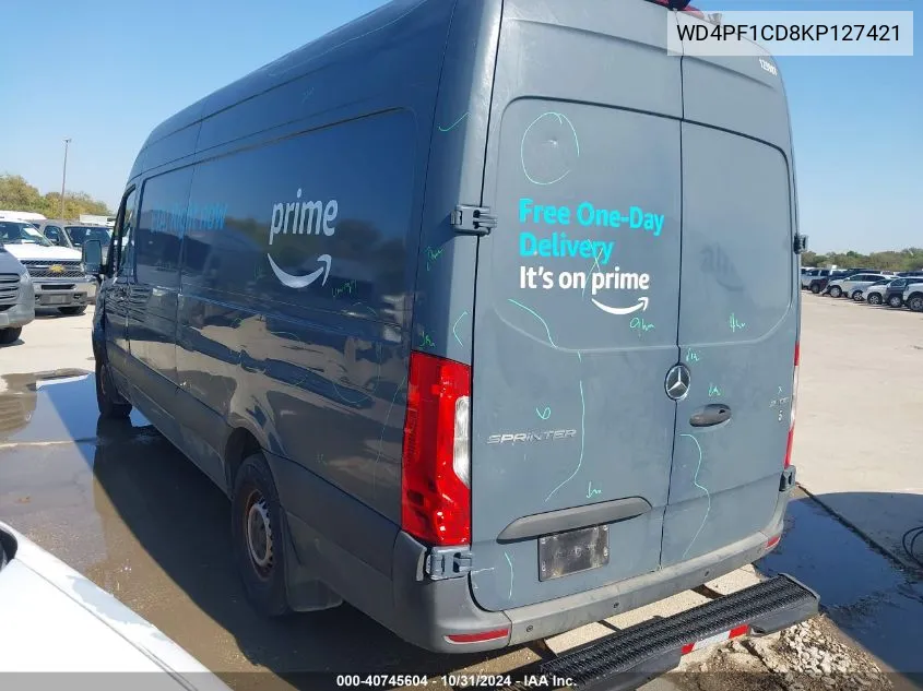 2019 Mercedes-Benz Sprinter 2500 High Roof V6 VIN: WD4PF1CD8KP127421 Lot: 40745604