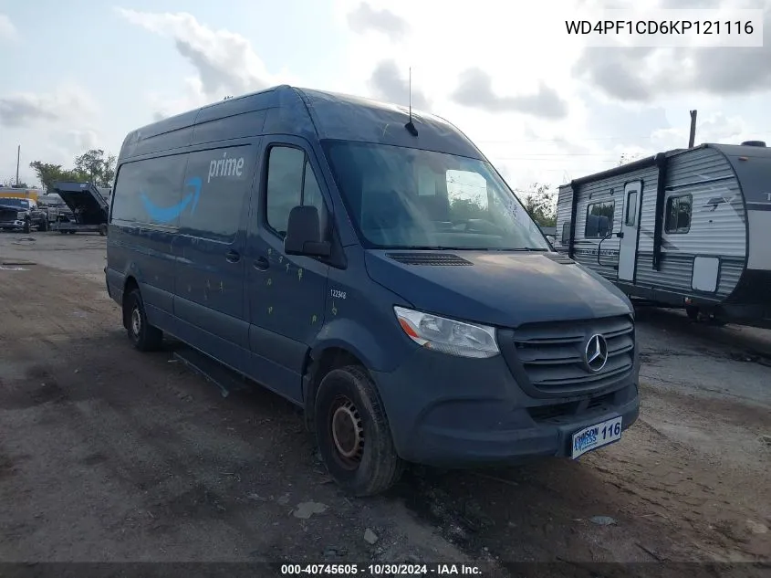 2019 Mercedes-Benz Sprinter 2500 High Roof V6 VIN: WD4PF1CD6KP121116 Lot: 40745605