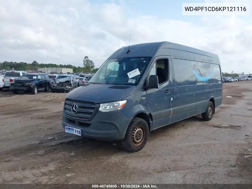 2019 Mercedes-Benz Sprinter 2500 High Roof V6 VIN: WD4PF1CD6KP121116 Lot: 40745605