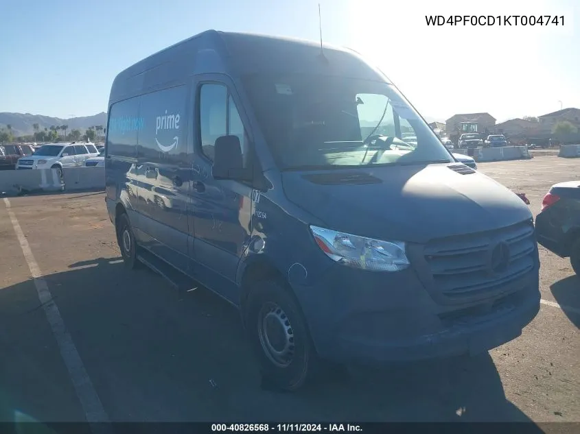 2019 Mercedes-Benz Sprinter 2500 High Roof V6/Standard Roof V6 VIN: WD4PF0CD1KT004741 Lot: 40826568