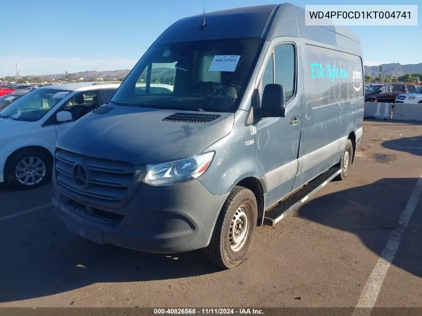 2019 Mercedes-Benz Sprinter 2500 High Roof V6/Standard Roof V6 VIN: WD4PF0CD1KT004741 Lot: 40826568