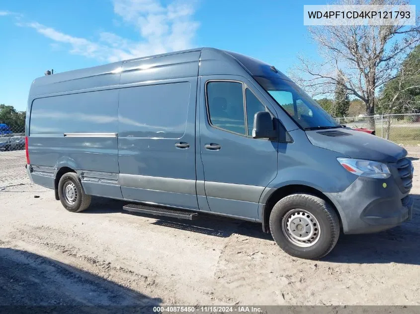 2019 Mercedes-Benz Sprinter 2500 High Roof V6 VIN: WD4PF1CD4KP121793 Lot: 40875450