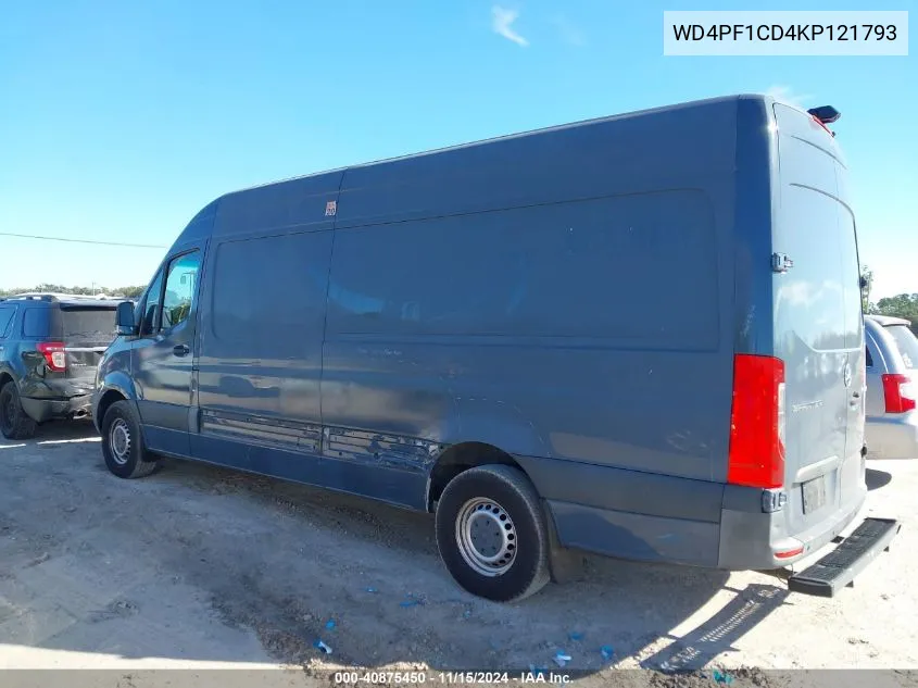 2019 Mercedes-Benz Sprinter 2500 High Roof V6 VIN: WD4PF1CD4KP121793 Lot: 40875450