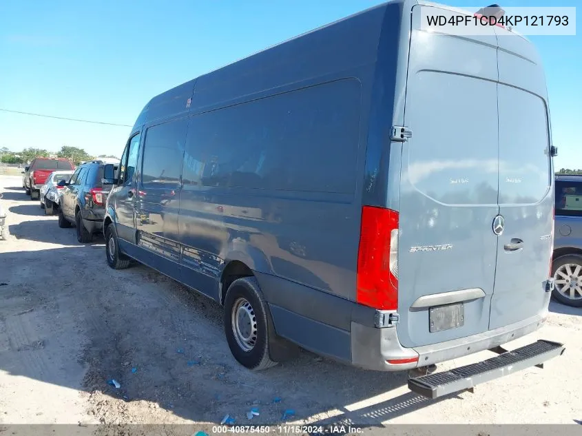 2019 Mercedes-Benz Sprinter 2500 High Roof V6 VIN: WD4PF1CD4KP121793 Lot: 40875450