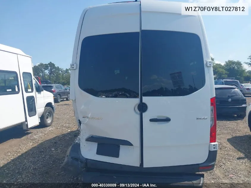 2020 Mercedes-Benz Sprinter 1500 Standard Roof I4 VIN: W1Z70FGY8LT027812 Lot: 40330009