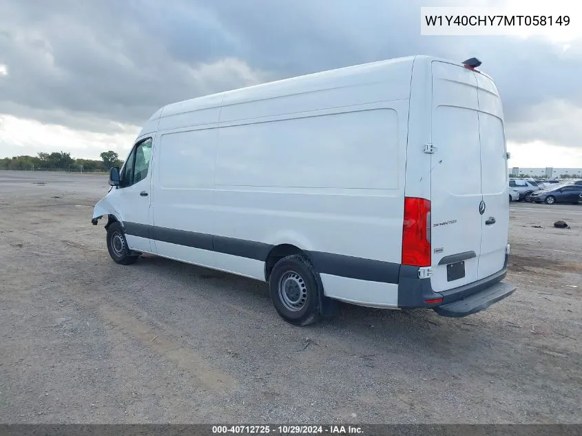 2021 Mercedes-Benz Sprinter 2500 High Roof I4 VIN: W1Y40CHY7MT058149 Lot: 40712725