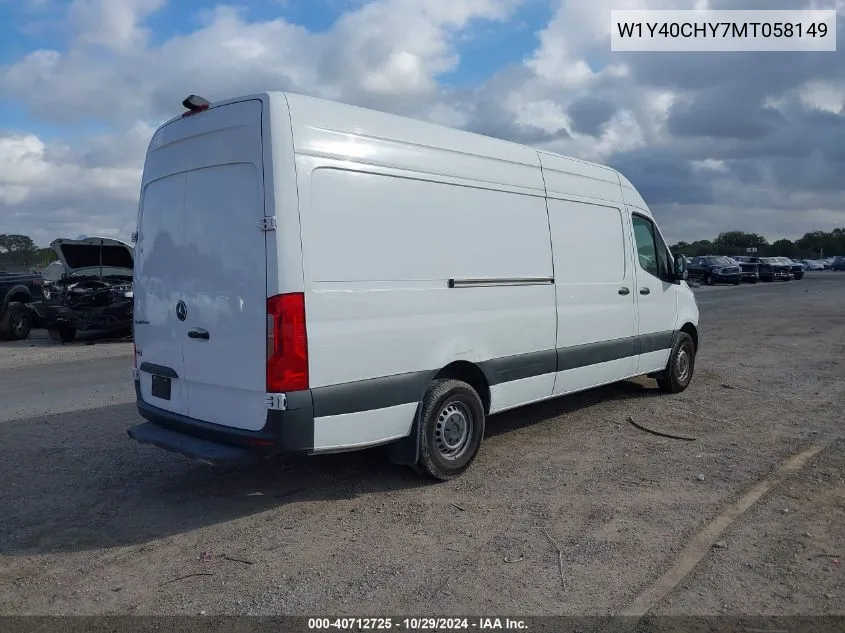 2021 Mercedes-Benz Sprinter 2500 High Roof I4 VIN: W1Y40CHY7MT058149 Lot: 40712725