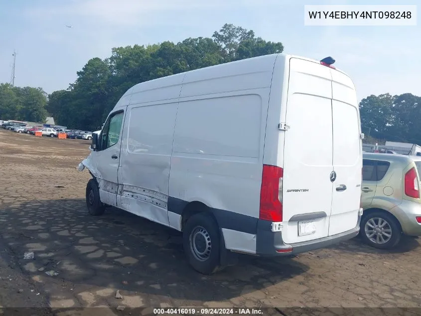 2022 Mercedes-Benz Sprinter 2500 Standard Roof V6 VIN: W1Y4EBHY4NT098248 Lot: 40416019