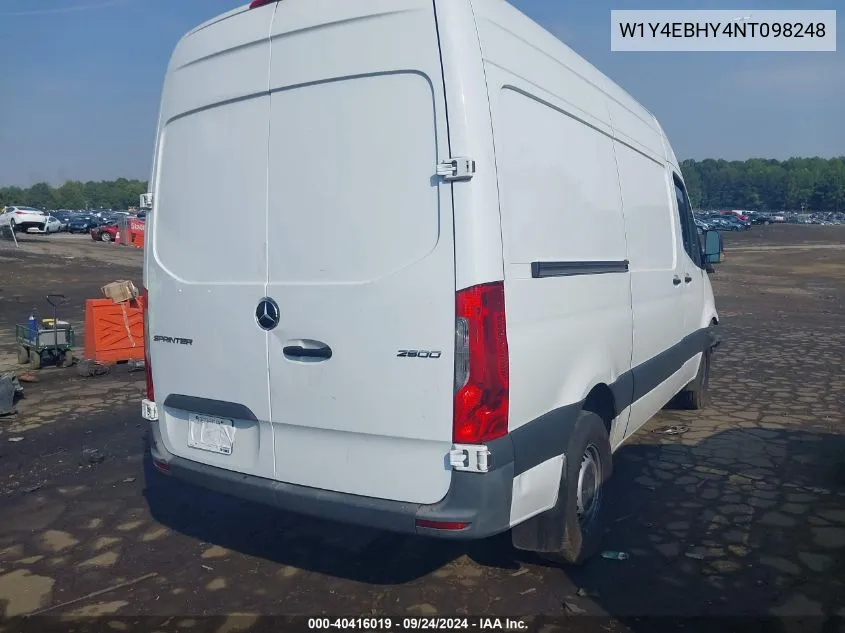 2022 Mercedes-Benz Sprinter 2500 Standard Roof V6 VIN: W1Y4EBHY4NT098248 Lot: 40416019