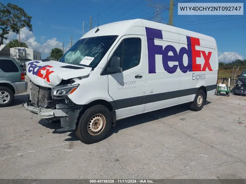 2022 Mercedes-Benz Sprinter 2500 High Roof I4 Diesel VIN: W1Y4DCHY2NT092747 Lot: 40786329