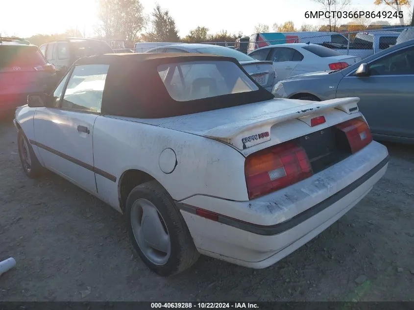 1993 Mercury Capri Xr2 VIN: 6MPCT0366P8649245 Lot: 40639288