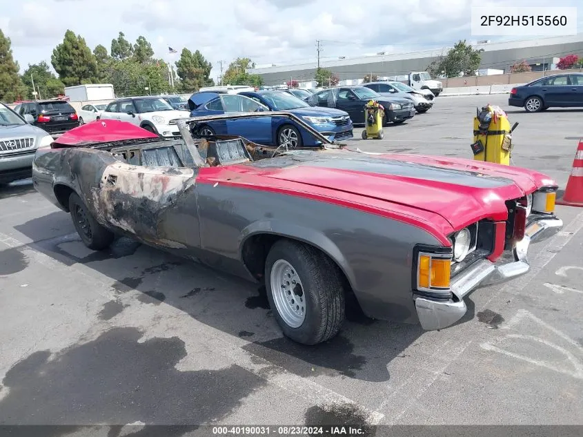 1972 Mercury Cougar VIN: 2F92H515560 Lot: 40190031