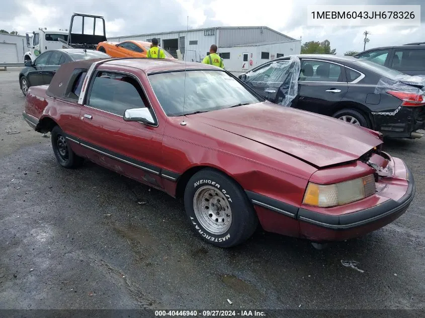 1988 Mercury Cougar Ls VIN: 1MEBM6043JH678326 Lot: 40446940