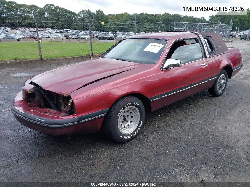 1988 Mercury Cougar Ls VIN: 1MEBM6043JH678326 Lot: 40446940