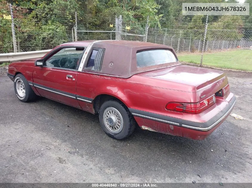 1988 Mercury Cougar Ls VIN: 1MEBM6043JH678326 Lot: 40446940