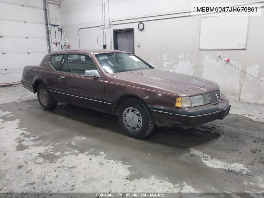 1988 Mercury Cougar Ls VIN: 1MEBM6047JH670861 Lot: 40458179