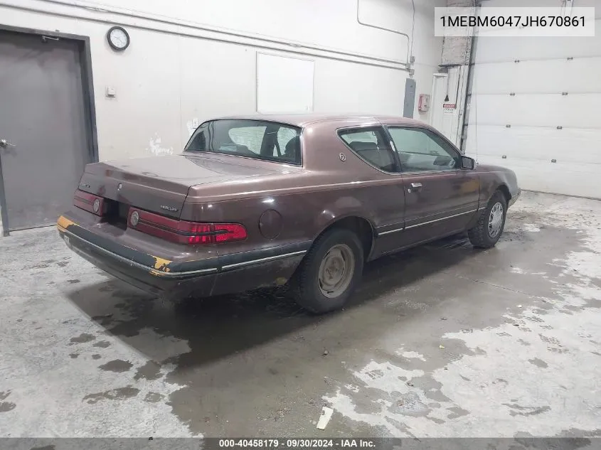 1988 Mercury Cougar Ls VIN: 1MEBM6047JH670861 Lot: 40458179