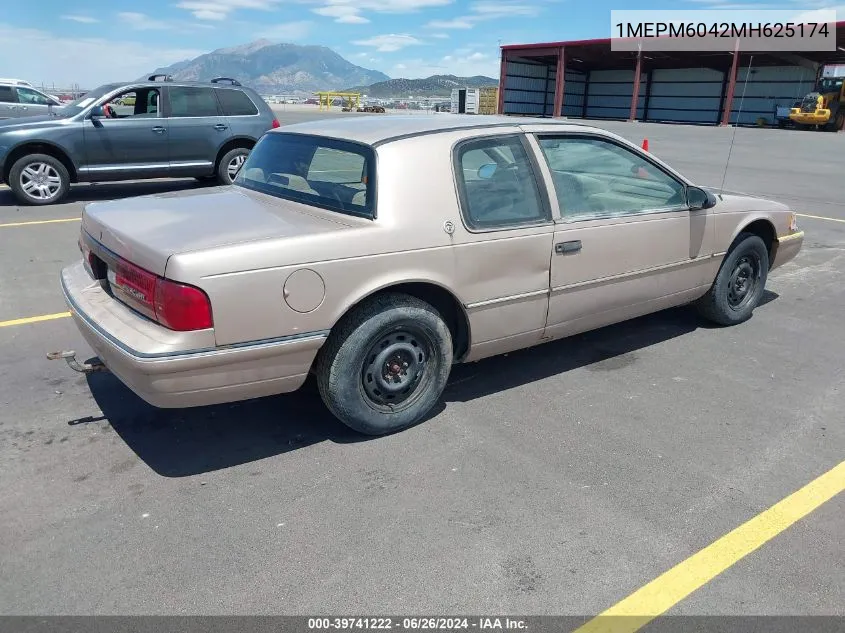 1991 Mercury Cougar Ls VIN: 1MEPM6042MH625174 Lot: 39741222