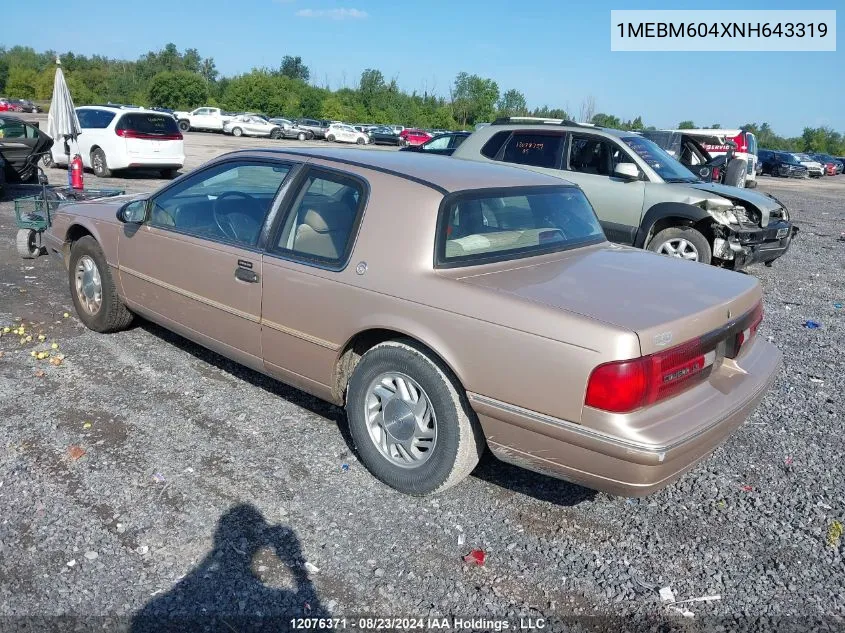 1992 Mercury Cougar Ls VIN: 1MEBM604XNH643319 Lot: 12076371