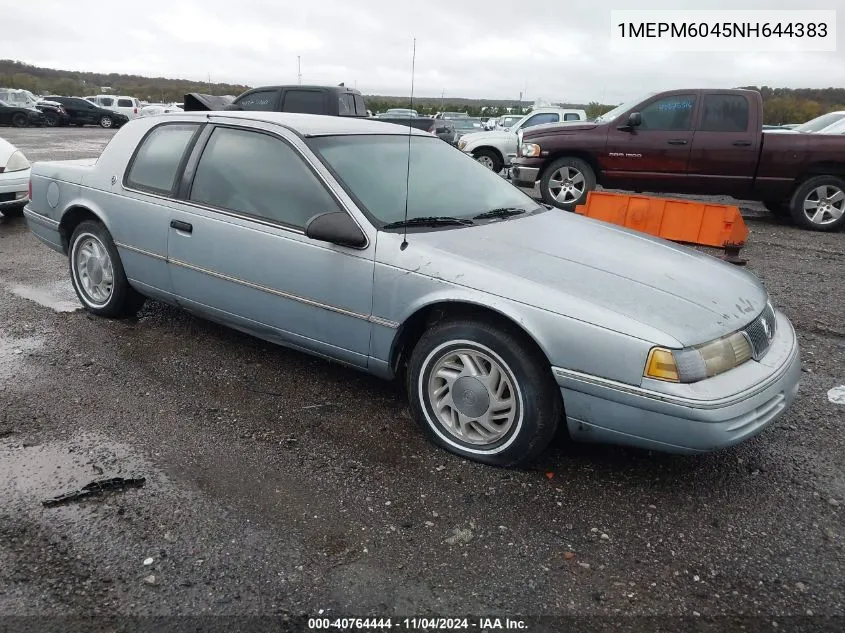 1992 Mercury Cougar Ls VIN: 1MEPM6045NH644383 Lot: 40764444