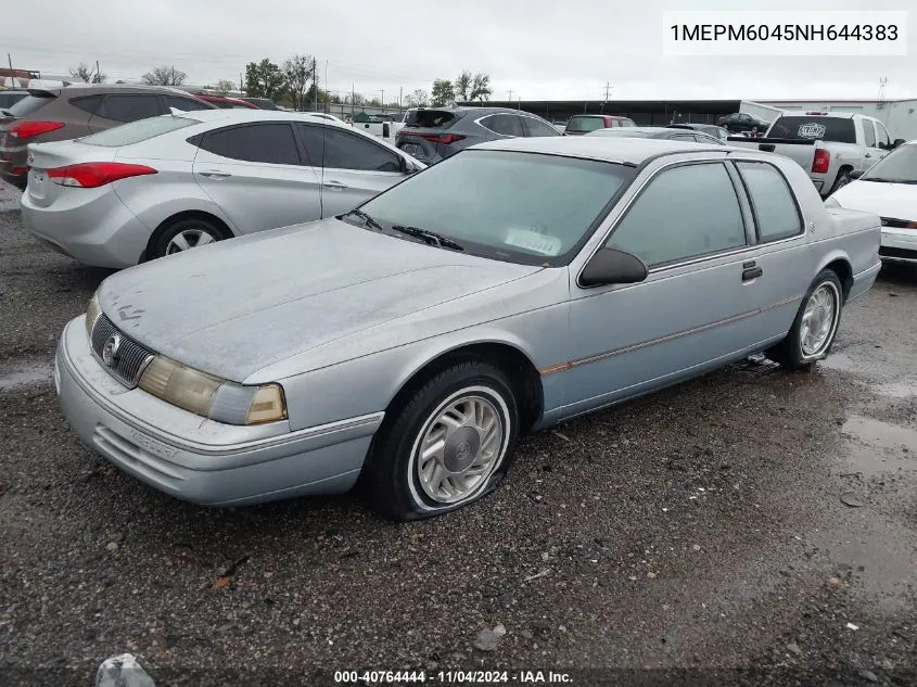 1992 Mercury Cougar Ls VIN: 1MEPM6045NH644383 Lot: 40764444