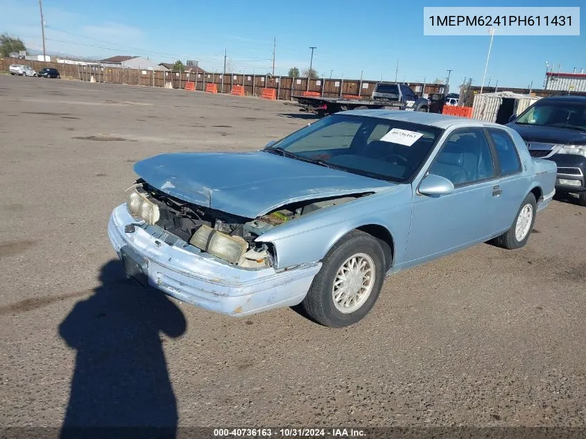 1993 Mercury Cougar Xr7 VIN: 1MEPM6241PH611431 Lot: 40736163