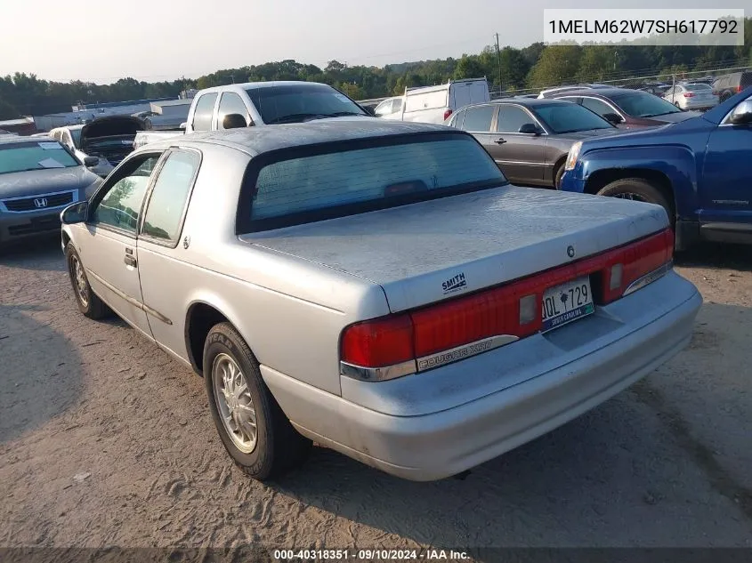 1995 Mercury Cougar Xr7 VIN: 1MELM62W7SH617792 Lot: 40318351