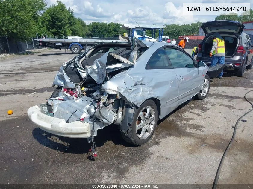 2000 Mercury Cougar V6 VIN: 1ZWFT61L5Y5644940 Lot: 39828340