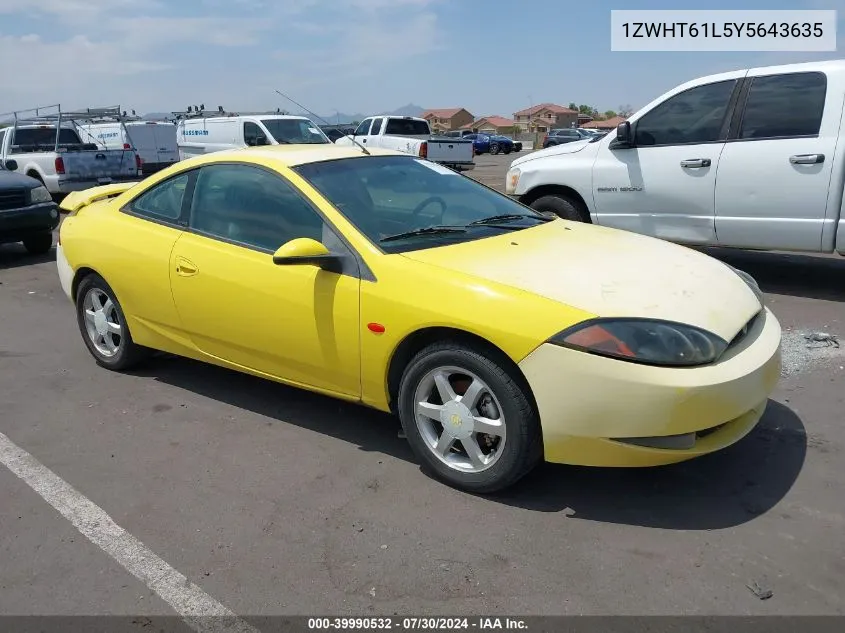 2000 Mercury Cougar V6 VIN: 1ZWHT61L5Y5643635 Lot: 39990532