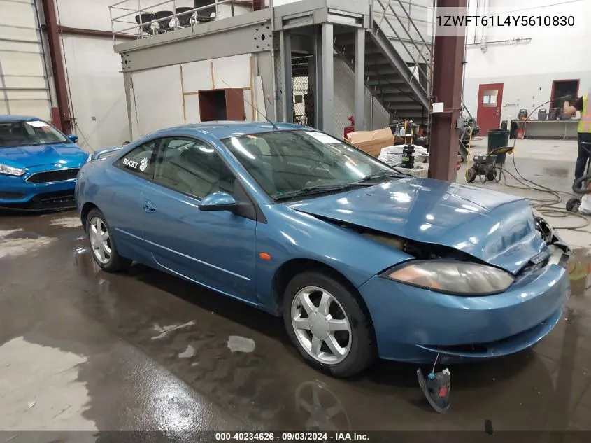 2000 Mercury Cougar V6 VIN: 1ZWFT61L4Y5610830 Lot: 40234626