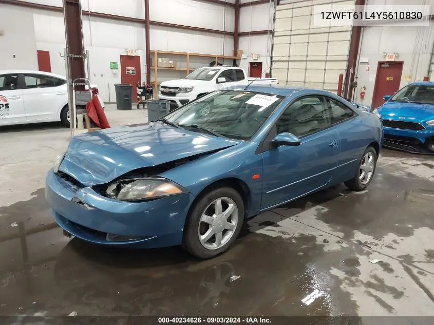 2000 Mercury Cougar V6 VIN: 1ZWFT61L4Y5610830 Lot: 40234626