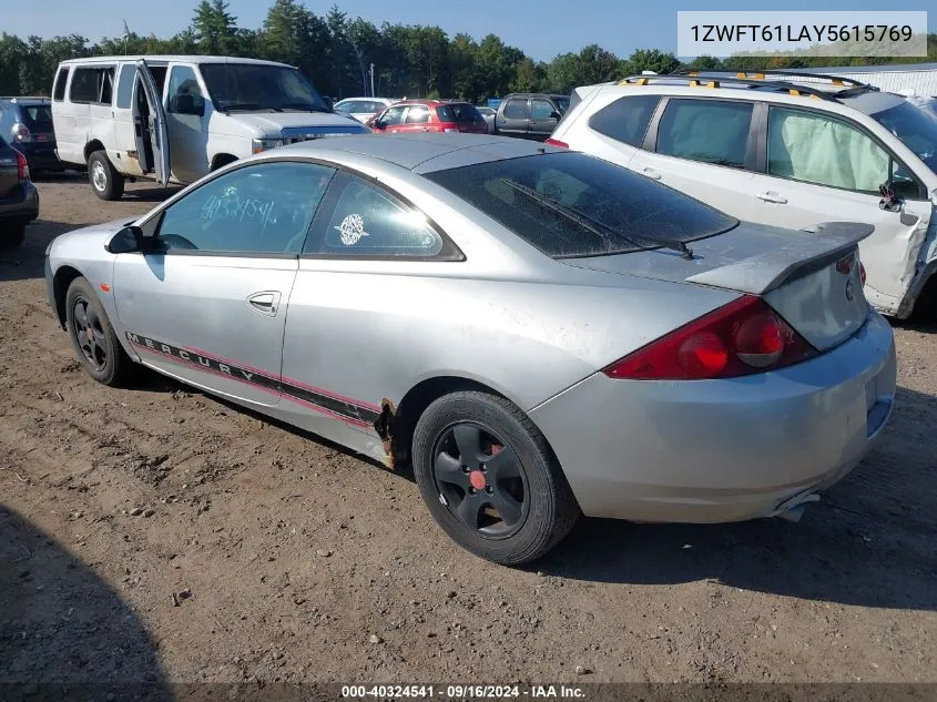 2000 Mercury Cougar V6 VIN: 1ZWFT61LAY5615769 Lot: 40324541