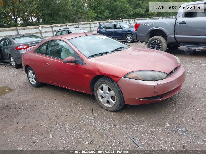 2000 Mercury Cougar I4 VIN: 1DWFT6031Y5622449 Lot: 40330202