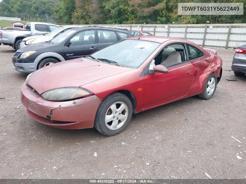 2000 Mercury Cougar I4 VIN: 1DWFT6031Y5622449 Lot: 40330202