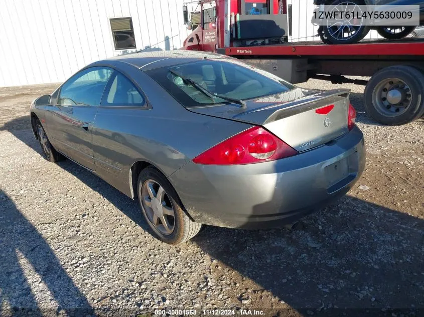 2000 Mercury Cougar V6 VIN: 1ZWFT61L4Y5630009 Lot: 40801568