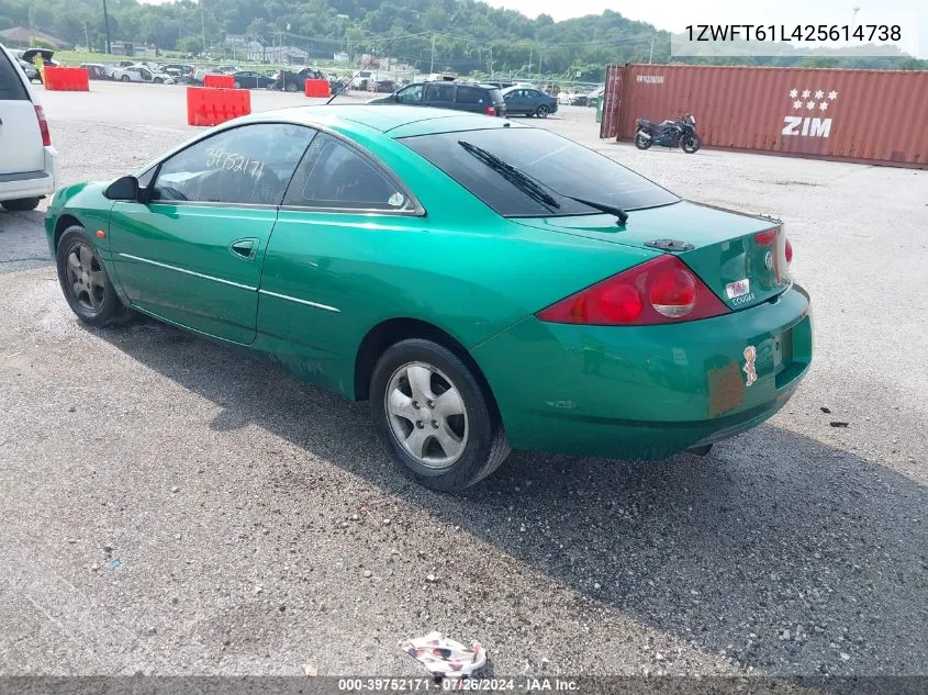 2002 Mercury Cougar V6 VIN: 1ZWFT61L425614738 Lot: 39752171