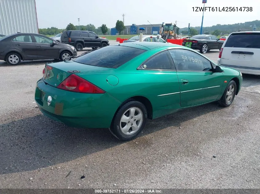 2002 Mercury Cougar V6 VIN: 1ZWFT61L425614738 Lot: 39752171