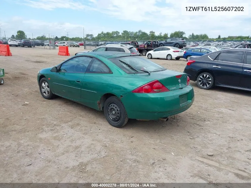 2002 Mercury Cougar V6 VIN: 1ZWFT61L525607202 Lot: 40002278