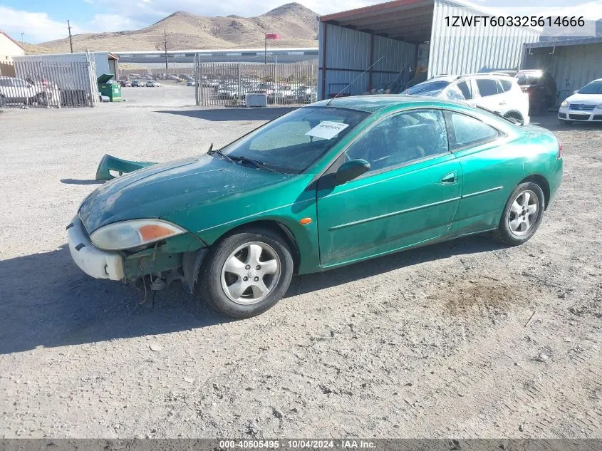 2002 Mercury Cougar I4 VIN: 1ZWFT603325614666 Lot: 40505495