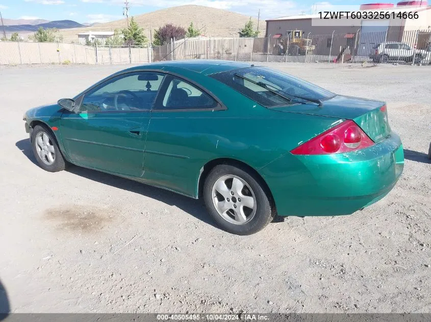 2002 Mercury Cougar I4 VIN: 1ZWFT603325614666 Lot: 40505495