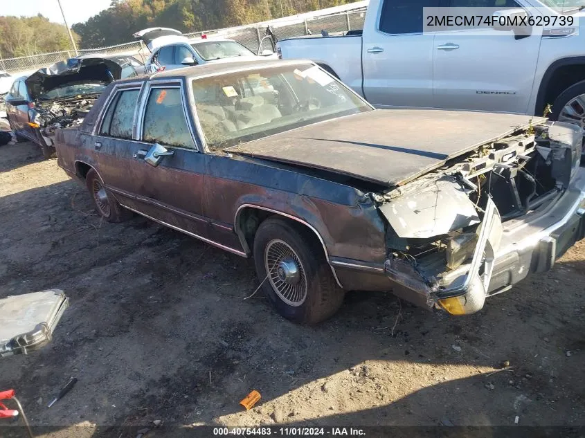 1991 Mercury Grand Marquis Gs VIN: 2MECM74F0MX629739 Lot: 40754483